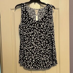 Chico's Black and White Leopard Print Reversible Tank Top